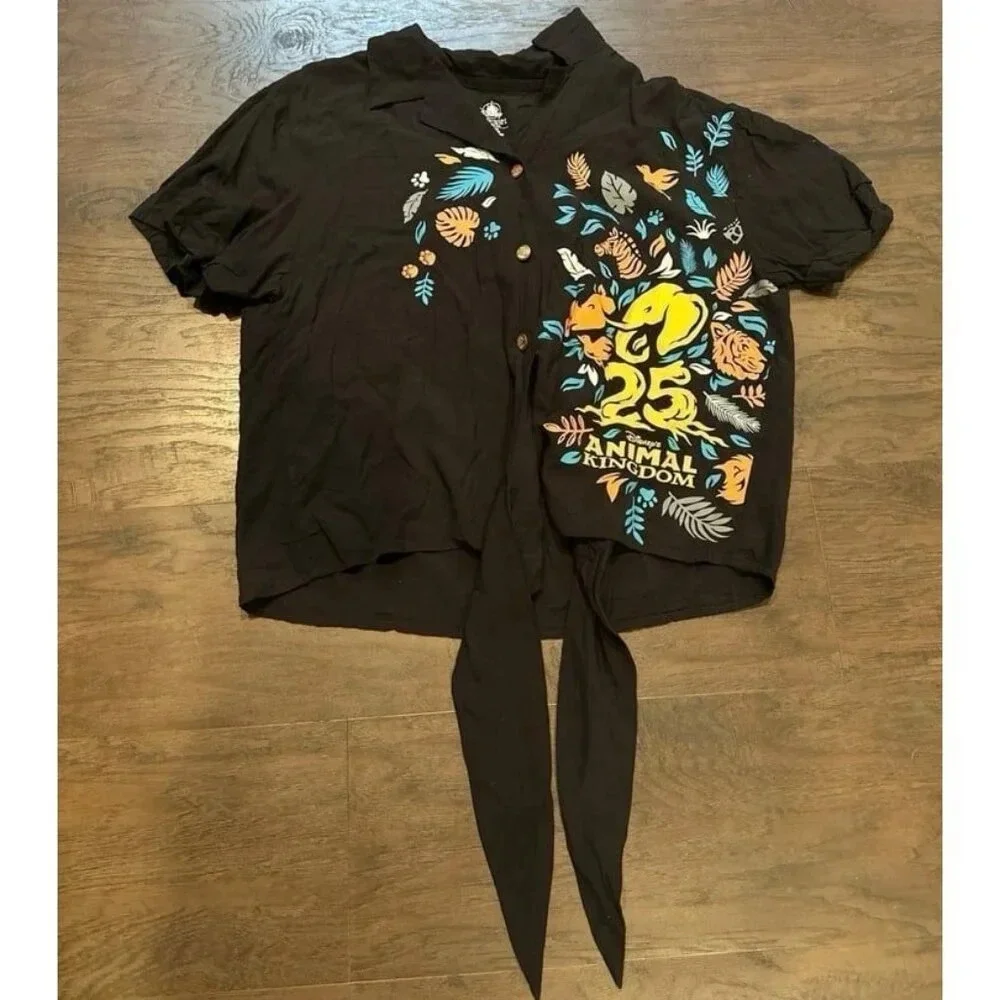 Disney Tie Front 25th Anniversary‎ Animal Kingdom Button Down